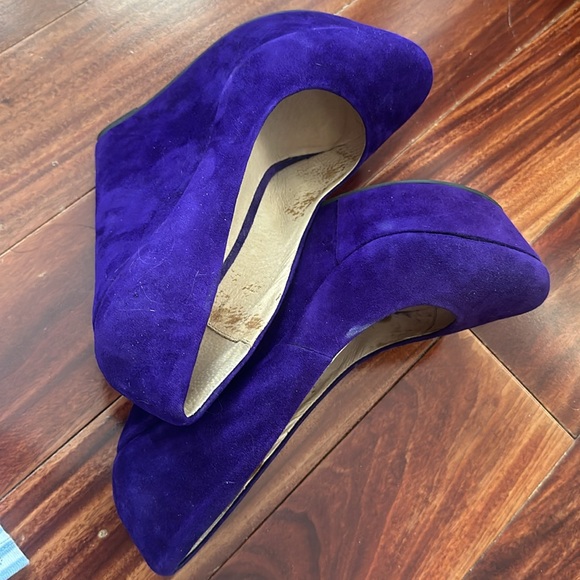 Aldo Royal Purple Suede Platform Wedge Heels Size 8 (EU 38.5) - Picture 16 of 16